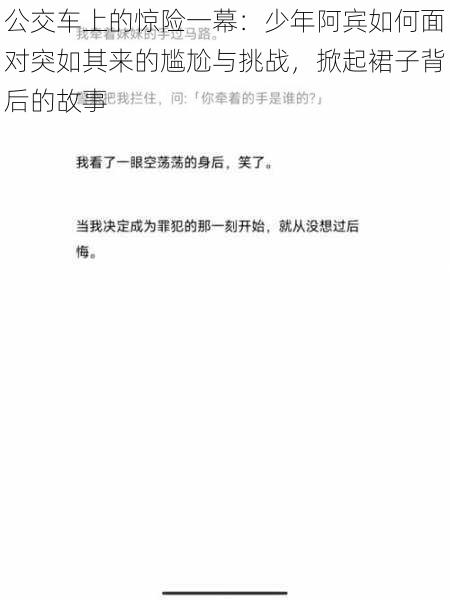 公交车上的惊险一幕:少年阿宾如何面对突如其来的尴尬与挑战,掀起裙子背后的故事