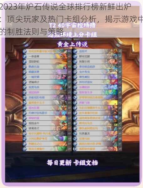2023年炉石传说全球排行榜新鲜出炉:顶尖玩家及热门卡组分析,揭示游戏中的制胜法则与策略