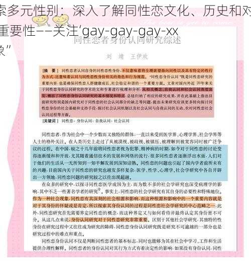 “探索多元性别：深入了解同性恋文化、历史和对抗歧视的重要性——关注‘gay-gay-gay-xxx’现象”