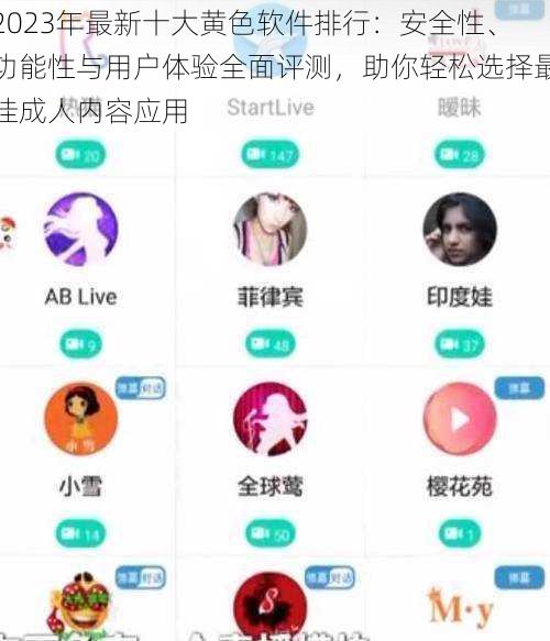 2023年最新十大黄色软件排行：安全性、功能性与用户体验全面评测，助你轻松选择最佳成人内容应用