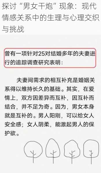 探讨“男女干炮”现象:现代情感关系中的生理与心理交织与挑战