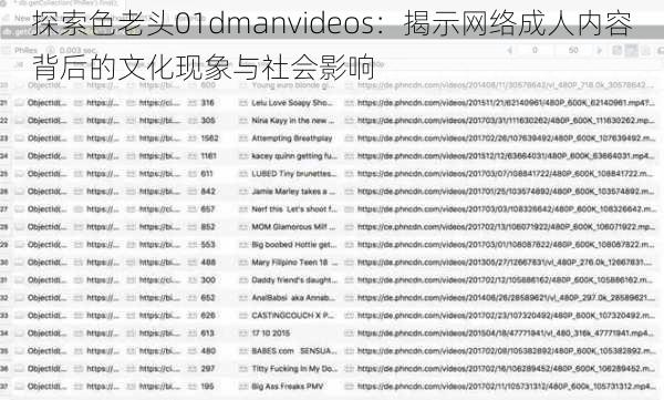 探索色老头01dmanvideos:揭示网络成人内容背后的文化现象与社会影响