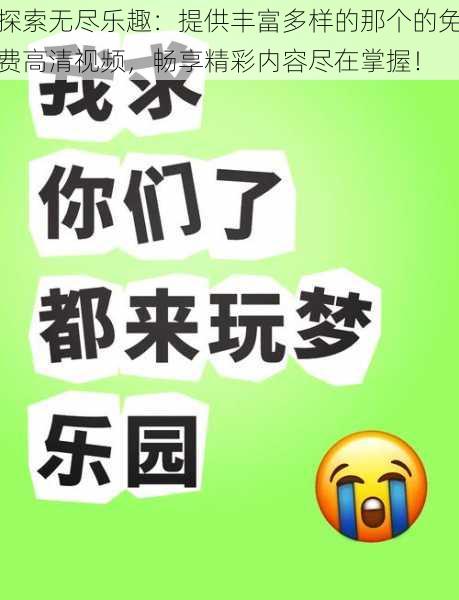 探索无尽乐趣:提供丰富多样的那个的免费高清视频,畅享精彩内容尽在掌握!