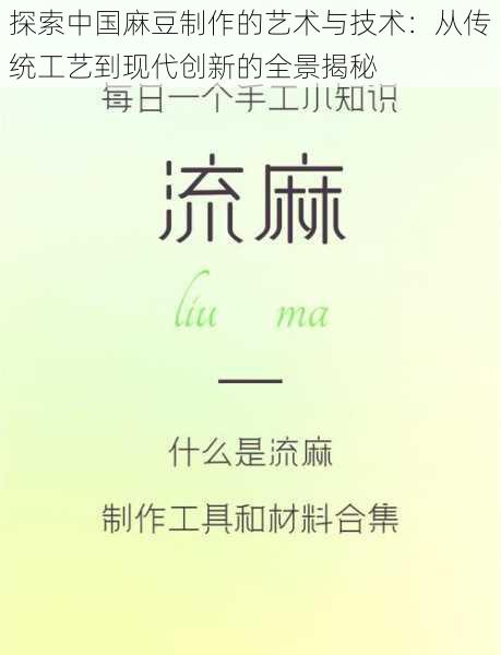 探索中国麻豆制作的艺术与技术:从传统工艺到现代创新的全景揭秘